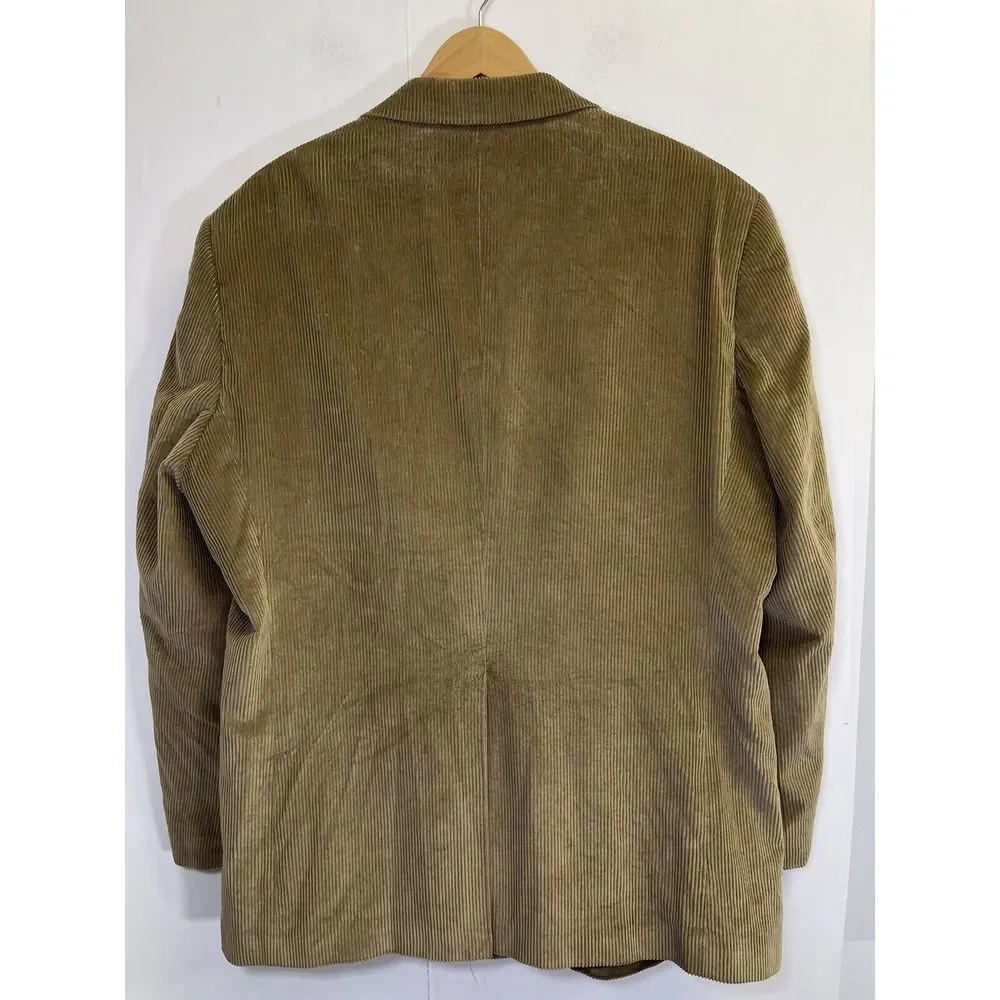 MEETING STREET Mens 44 Reg Beige Tan Corduroy‎ 2 Button Sport Coat Blazer Jacket